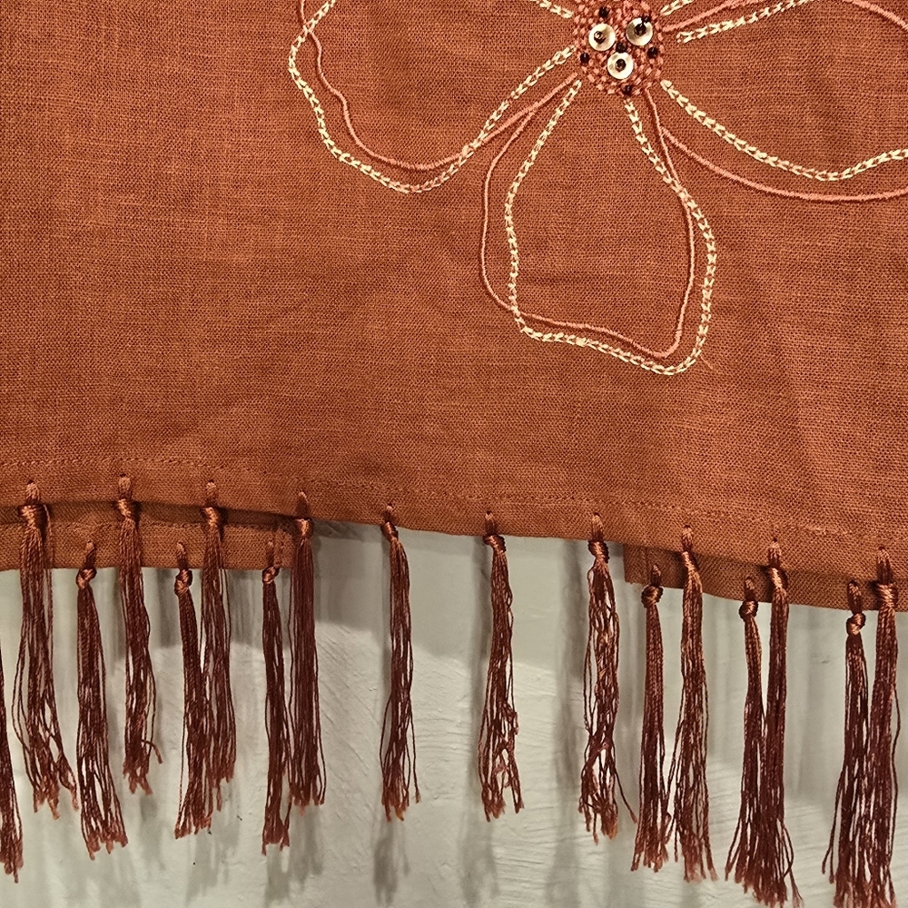 REQUIREMENTS Womens Martinque Adobe Embroidered Fringe Detail Midi Skirt Size M. - Picture 4 of 11